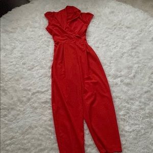 Red Pant romper